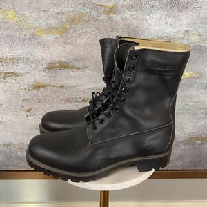 Vintage Hanover Boots Mens Size 9E Black Leather Waterproof Insulated Combat USA